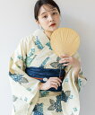 こだわり 浴衣 5点セット (浴衣/帯/下駄/腰紐/着付け冊子) 浴衣 レディース 浴衣 セット 麻混 綿麻 先染め 生成 ブルー 紫陽花 アジサイ