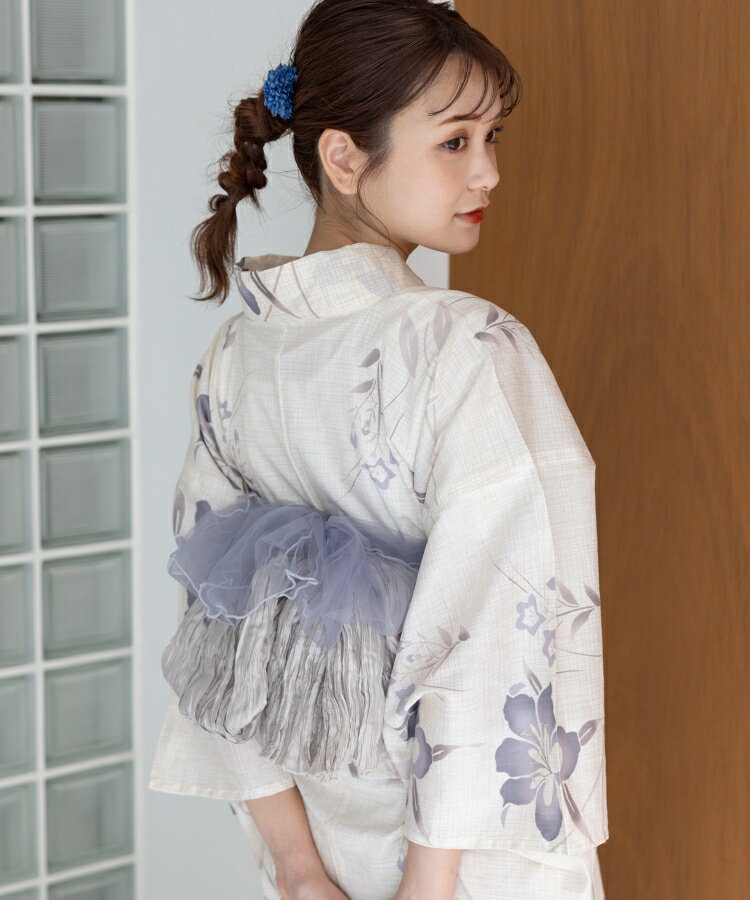 淡藍の花涼み こだわり浴衣 5点セット (浴衣/帯/下駄/腰紐/着付け冊子) 浴衣 レデ...