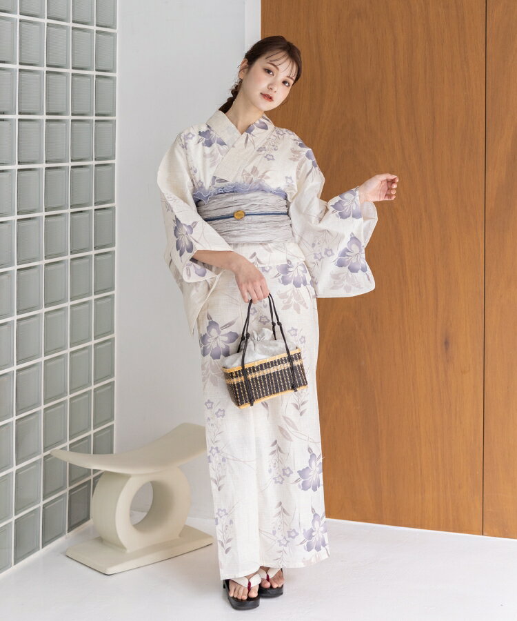 淡藍の花涼み こだわり浴衣 5点セット (浴衣/帯/下駄/腰紐/着付け冊子) 浴衣 レデ...