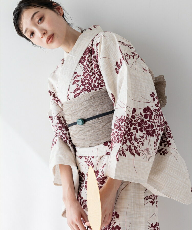涼紅の花調べ こだわり浴衣 5点セット (浴衣/帯/下駄/腰紐/着付け冊子) 浴衣 レディース 浴衣 セット エンジ 撫子