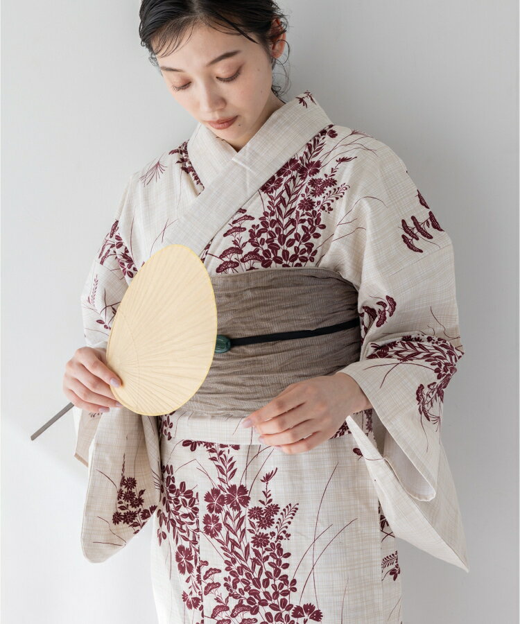 涼紅の花調べ こだわり浴衣 5点セット (浴衣/帯/下駄/腰紐/着付け冊子) 浴衣 レディース 浴衣 セット エンジ 撫子