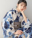 こだわり 浴衣 5点セット (浴衣/帯/下駄/腰紐/着付け冊子) 浴衣 レディース 浴衣 セット ネイビー 椿