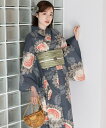 こだわり 浴衣 5点セット (浴衣/帯/下駄/腰紐/着付け冊子) 浴衣 レディース 浴衣 セット 麻混 綿麻 生成 グレー 向日葵 ヒマワリ ひまわり