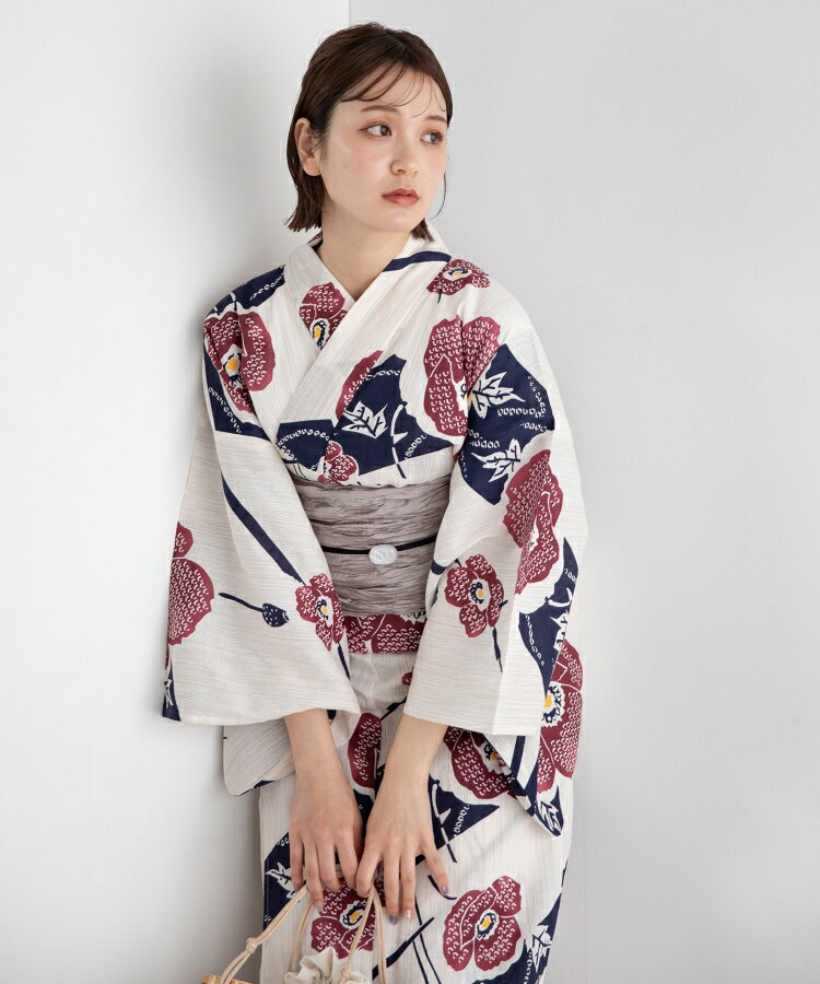 夕茜の椿 こだわり浴衣 5点セット (浴衣/帯/下駄/腰紐/着付け冊子) 浴衣 レディー...