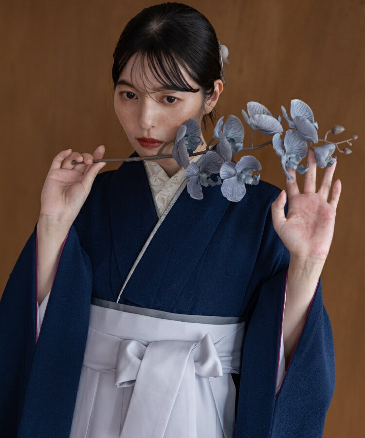 こだわり袴3点セット -ソリッドカラー- ネイビー系2