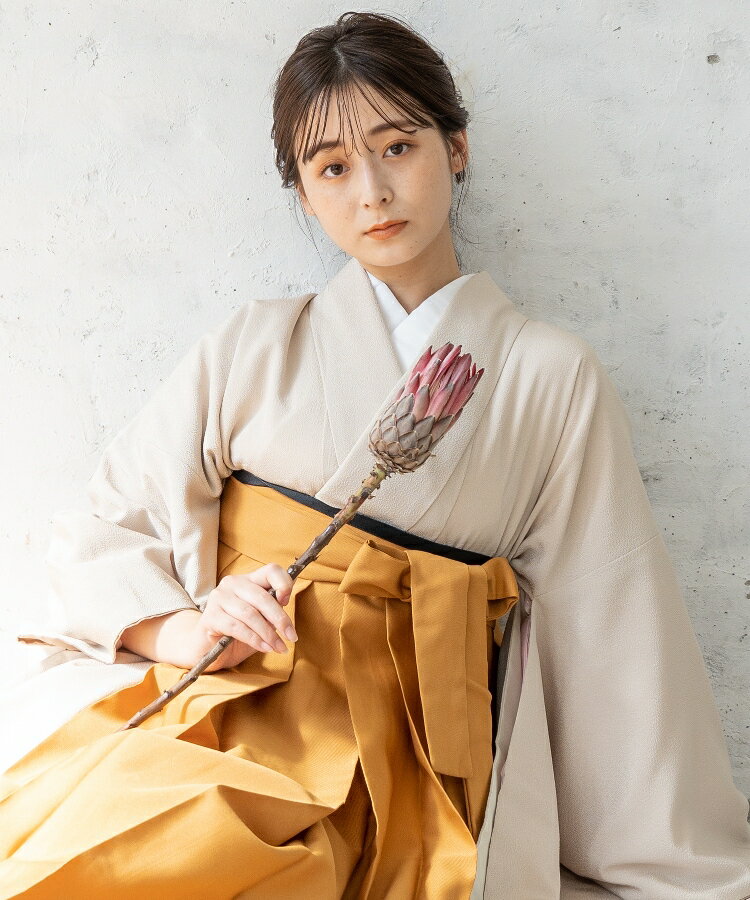 こだわり袴3点セット -ソリッドカラー- ベージュ