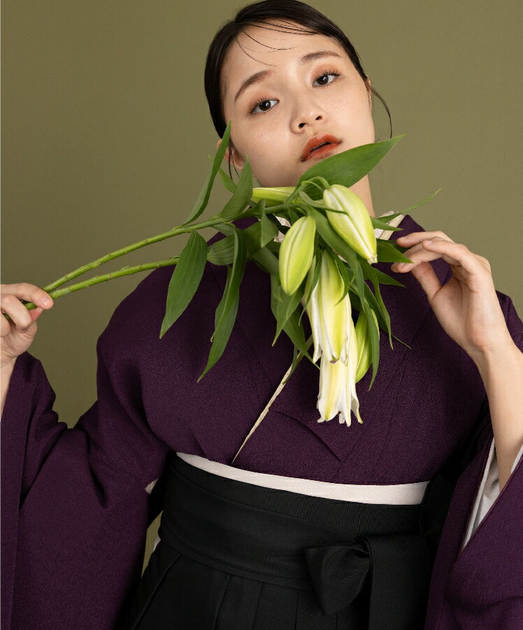 こだわり袴3点セット -ソリッドカラー- パープル系