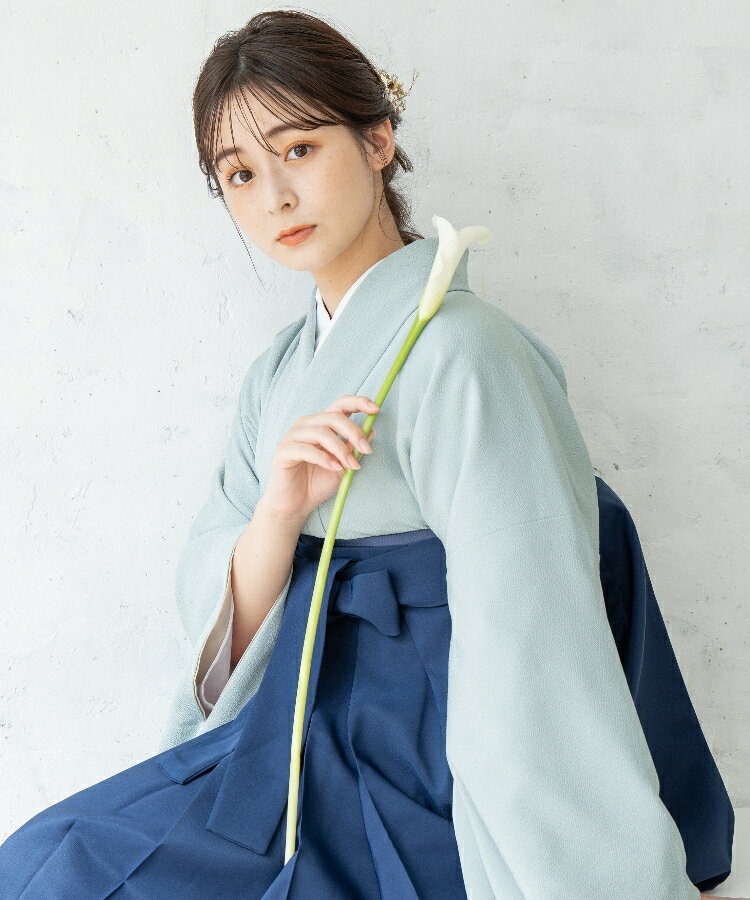 こだわり袴3点セット -ソリッドカラー- ブルー