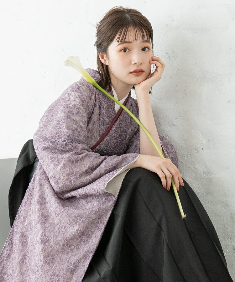 こだわり袴3点セット -レース- パープル