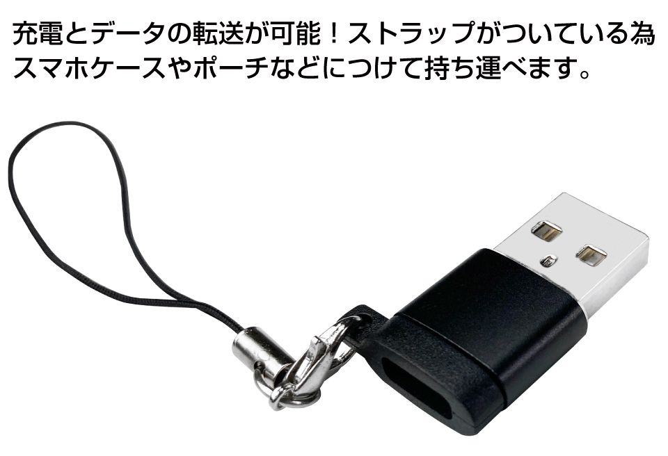 タイプC 変換アダプター iphone Type-C usb to type-c 便利 コンパクト 小型 変換 アダプタ 在宅 テレワーク 車内テレワーク 落下 紛失 防止 TypeC-USB 変換アダプター Bタイプ ストラップ付き 全4色 CE-TCUSB2 ネコポス