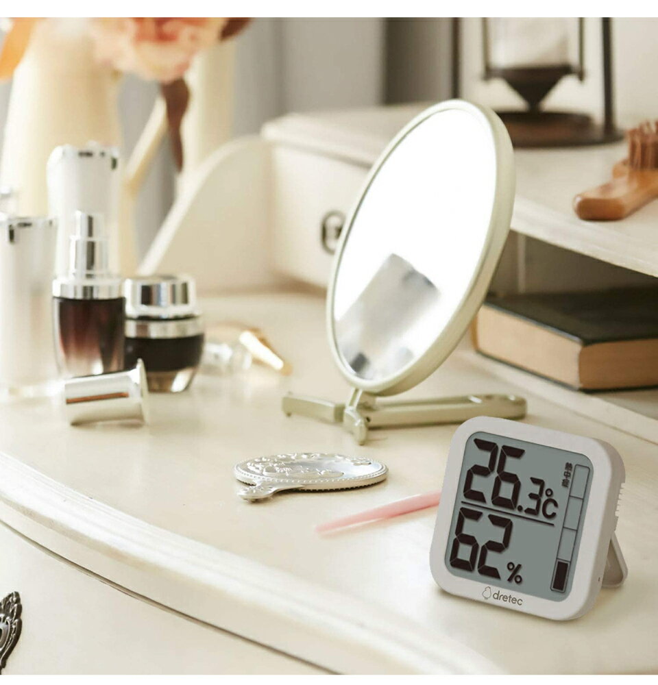 温度計 デジタル温度計 温湿度計 室温計 湿度計 室内 キッチン リビング 子ども部屋 浴室 玄関 室温 体温 調節 管理 熱中症 ウイルス 対策 便利 卓上 dretec デジタル温湿度計 ルフト ベージュ O-402BE メール便(ネコポス)送料無料 [2]