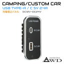 USBポート 縦型 埋込USBパネル タイプ2 ブラック/メッキ USB TYPE-A/C 5V 2.4A AWD-USB700 | キャンピングカーパーツ パ...