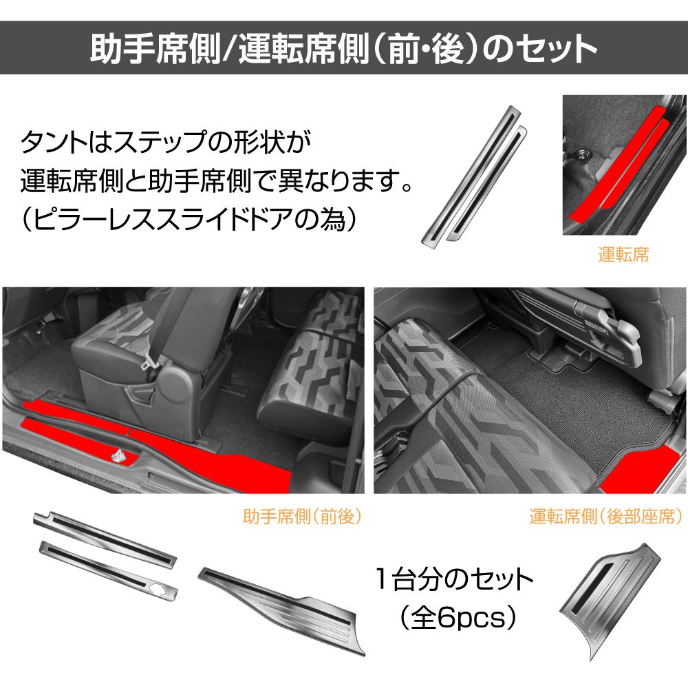 スカッフプレート タント 650/660系 後期用 ダイハツ スライドドア ステンレス ス...