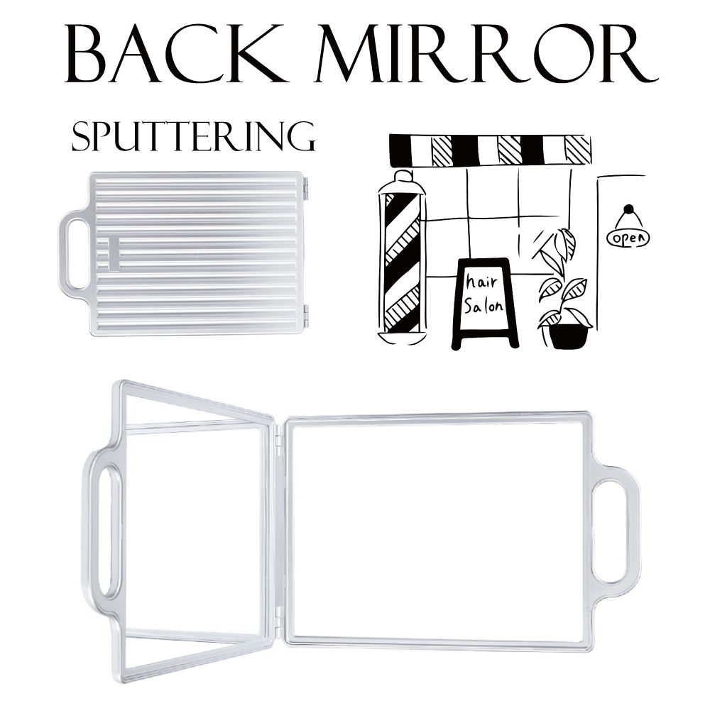 ヘアーサロンバックミラー スパッタ BY-BMSP | バックミラー 後頭部 頭頂部 理容室 美容室 床屋 鏡 ミラー 2面 二面 後ろ 両面化粧鏡 家庭用鏡 ...