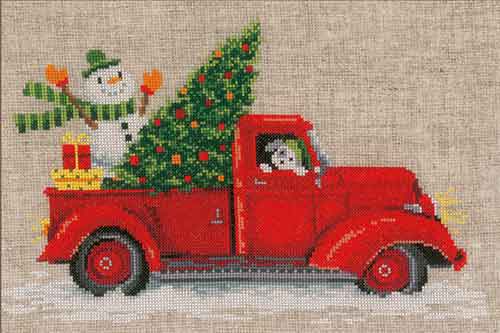 メール便送料無料 クロスステッチ 刺繍キット Vervaco／ベルバコ クリスマストラック 14ctアイーダ ス..