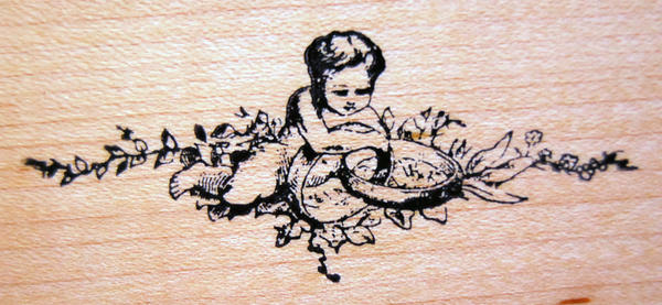 ラバースタンプ キューピットと結婚指輪 木の持ち手 ウッドマウント 輸入スタンプ アートスタンプ ゴム..