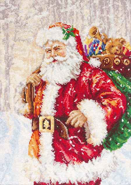 メール便送料無料 クロスステッチ 刺繍キット ルーカス Luca-S サンタクロース・雪 18ct イージーカウントアイーダ使用 クリスマス クロスステッチキット ししゅう 刺繍