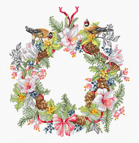 Rakuten - メール便送料無料 クロスステッチ 刺繍キット ルーカス Luca-S 12月 16ct 花 鳥 クロスステッチキット ししゅう 刺繍