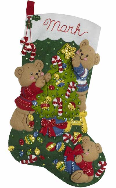 フェルト手芸キット クマの家族のクリスマス クリスマス靴下