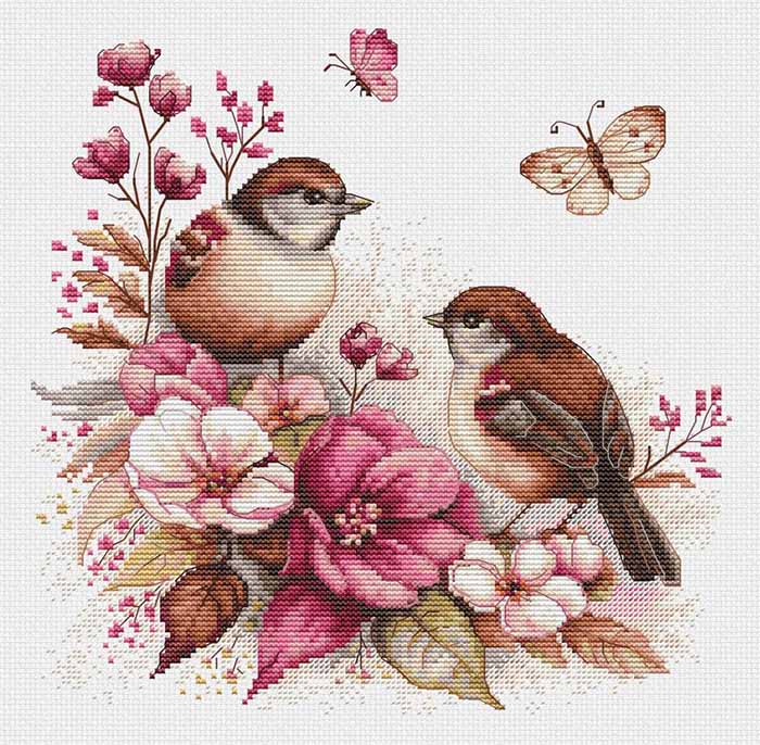 Rakuten - メール便送料無料 クロスステッチ 刺繍キット ルーカス Luca-S 鳥たち—春 16ct 動物 クロスステッチキット ししゅう 刺繍