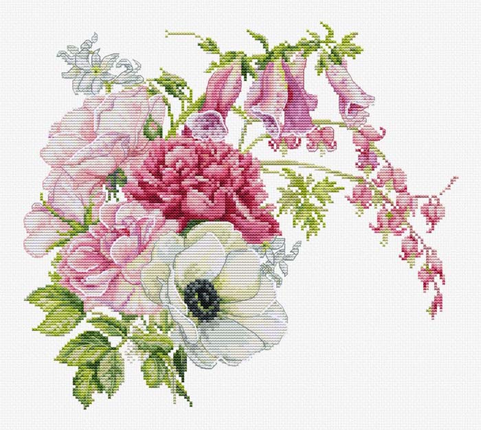 Rakuten - メール便送料無料 クロスステッチ 刺繍キット ルーカス Luca-S 春のブーケ 16ct 植物 花 クロスステッチキット ししゅう 刺繍