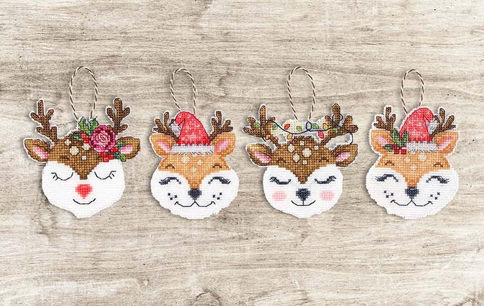 Rakuten - ルーカス Luca-S クロスステッチ刺繍キット キツネとトナカイ プラスチックキャンバス 14ct クリスマスオーナメント クロスステッチキット ししゅう 刺繍