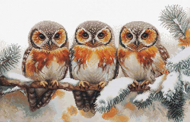 樂天商城 - メール便送料無料 クロスステッチ 刺繍キット ルーカス Luca-S 冬の静寂に佇むフクロウ 16ct 動物 鳥 クロスステッチキット ししゅう 刺繍