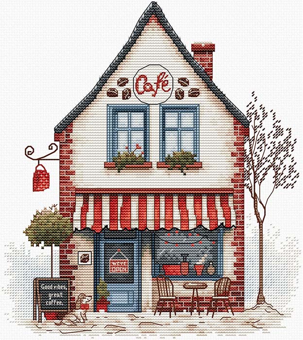 Rakuten - メール便送料無料 クロスステッチ 刺繍キット ルーカス Luca-S ウエルカムトゥーコーヒー！ 16ct 風景 クロスステッチキット ししゅう 刺繍
