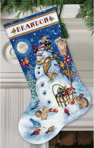 メール便送料無料 クロスステッチ 刺繍キット ディメンションズ Dimensions スノーマンと森の友達 18ct クリスマスの靴下 クロスステッチキット ししゅう 刺繍
