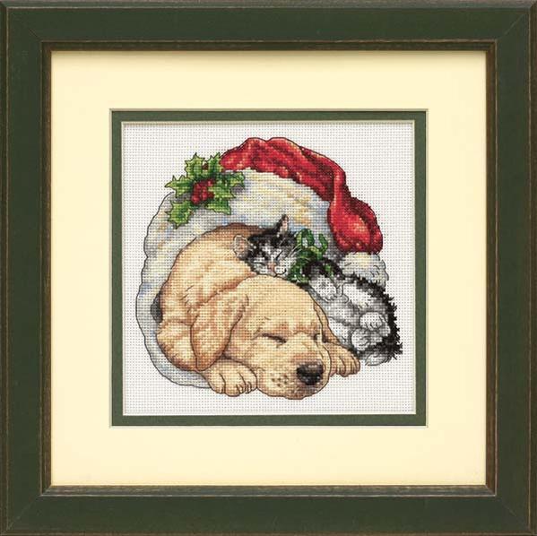 ディメンションズ Dimensions クロスステッチ 刺繍キット クリスマスの朝のペットたち Christmas Morning Pets 18ct 犬 猫 クロスステッチキット ししゅう 刺繍