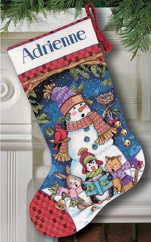 Embroidery - メール便送料無料 クロスステッチ 刺繍キット ディメンションズ Dimensions かわいいキャロラー Cute Carolers Stocking 14ct クリスマスの靴下 クロスステッチキット ししゅう 刺繍