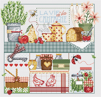 フランスのクロスステッチ 刺繍図案 田舎の暮らし La Vie &#224; la Campagne マダム ラ フェ Madame La Fee