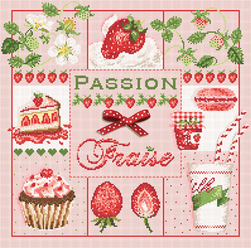 フランスのクロスステッチ 刺繍図案 ストロベリーパッション Passion Fraise マダム ラ フェ Madame La Fee