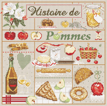 フランスのクロスステッチ 刺繍図案 リンゴのヒストリー Histoire de Pommes マダム ラ フェ Madame La Fee