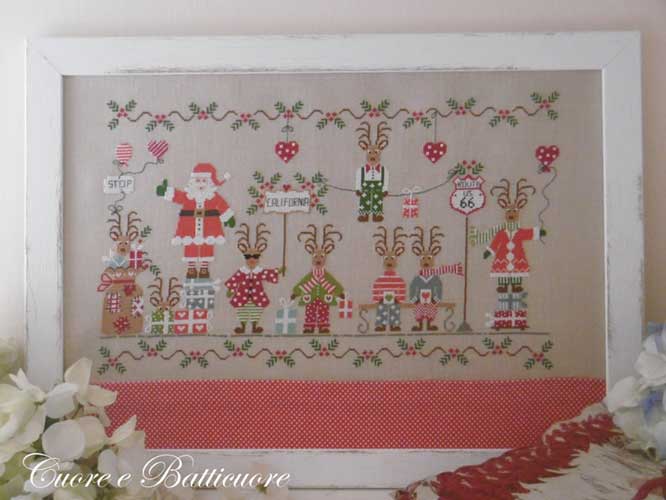 イタリアのクロスステッチ 刺繍図案 Cuore e Batticuore クオーレ エ バッティクオーレ サンタ オンザロード Natale on the Road クリスマス 3