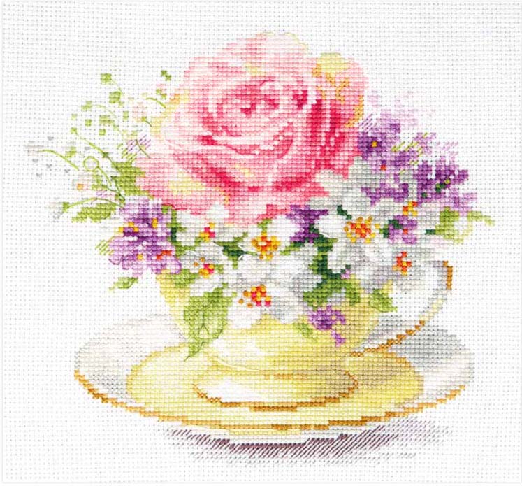 メール便送料無料 クロスステッチ 刺繍キット アリサ ALISA バラのカップ・朝の明るいカラー 花 植物 ..