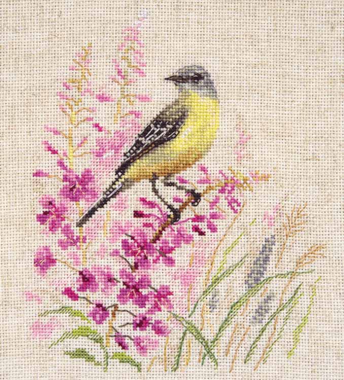 Rakuten - メール便送料無料 クロスステッチ 刺繍キット アリサ ALISA セキレイ 16CT 小鳥 花 動物 植物 クロスステッチキット ししゅう 刺繍