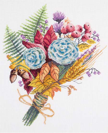 Rakuten - メール便送料無料 クロスステッチ 刺繍キット PANNA パンナ 秋のブーケ 16ct 花 植物 クロスステッチキット ししゅう 刺繍