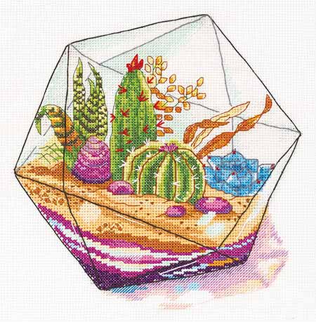 樂天商城 - クロスステッチ 刺繍キット PANNA パンナ テラリウム 16ct 多肉植物 サボテン クロスステッチキット ししゅう 刺繍