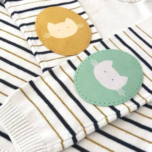 フランス　BOHIN　アイロンで簡単!! 子ども服向け補修パッチ猫フランスの可愛いデザイン