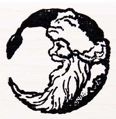 ラバースタンプ サンタムーン 木の持ち手 ウッドマウント 輸入スタンプ アートスタンプ ゴム印・スタンプ