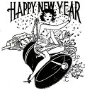 ラバースタンプ Haooy New Year ベルと女性 木の持ち手 ウッドマウント 輸入スタンプ アートスタンプ ゴム印・スタンプ