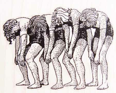 ラバースタンプ 気だるい人々 木の持ち手 ウッドマウント 輸入スタンプ アートスタンプ ゴム印・スタンプ