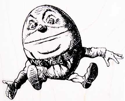 ラバースタンプ 鏡の国のアリス ハンプティ ダンプティ テニエル画 木の持ち手 【ウッドマウント】 輸..