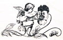 ラバースタンプ パンジーを描く天使 ケルビム 木の持ち手 ウッドマウント 輸入スタンプ アートスタンプ ゴム印 スタンプ