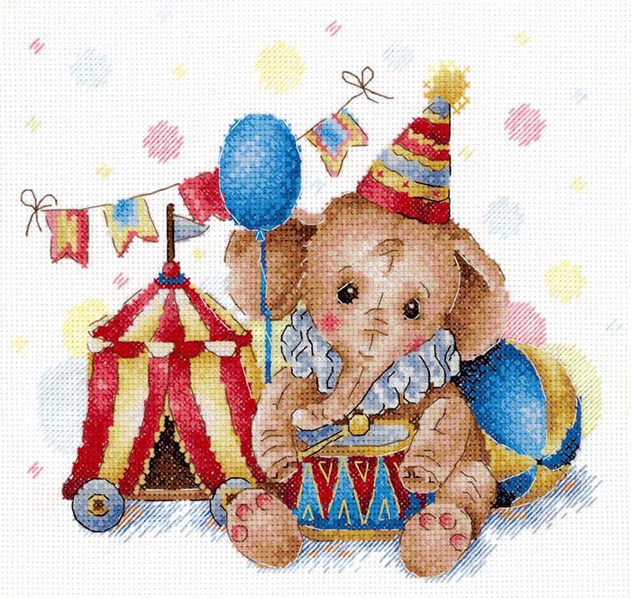 メール便送料無料 クロスステッチ 刺繍キット MPスタジオ／MP Studia 大好きなサーカス 16ct ゾウ 動物 クロスステッチキット ししゅう 刺繍