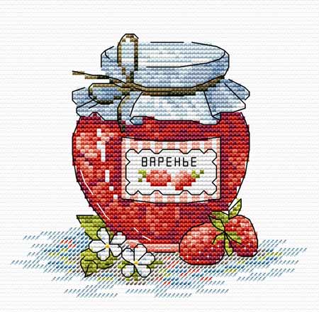 クロスステッチ 刺繍キット MPスタジオ／MP Studia イチゴのジャム瓶 14ct 食べ物 クロスステッチキット ししゅう 刺繍のサムネイル