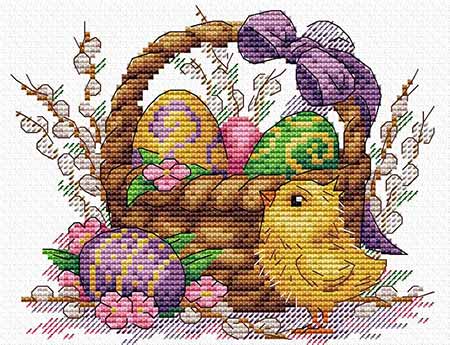 クロスステッチ 刺繍キット MPスタジオ／MP Studia イースターのバスケット 14ct復活祭 ひよこ 卵 クロスステッチキット ししゅう 刺繍