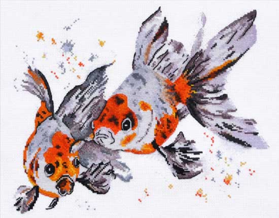 メール便送料無料 クロスステッチ 刺繍キット オーブン OVEN ベールテール 16ct 金魚 クロスステッチキ..