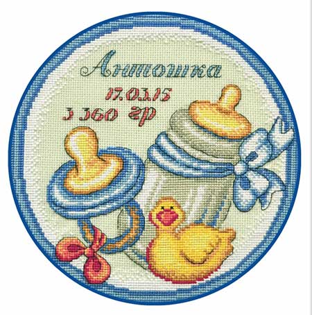 樂天商城 - クロスステッチ 刺繍キット オーブン OVEN 私たちの赤ちゃん・水色 15ct クロスステッチキット ししゅう 刺繍